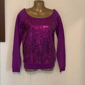 Guess purple front sequins long sleeves top
